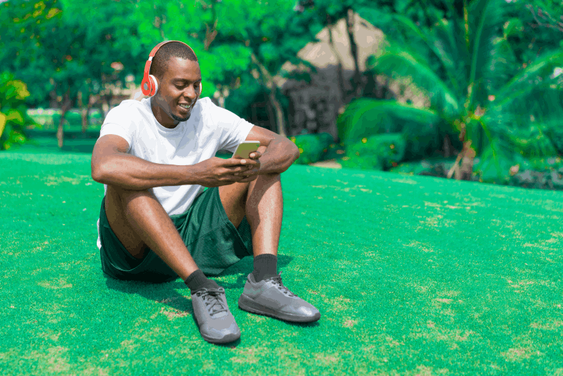 Man playing with phone